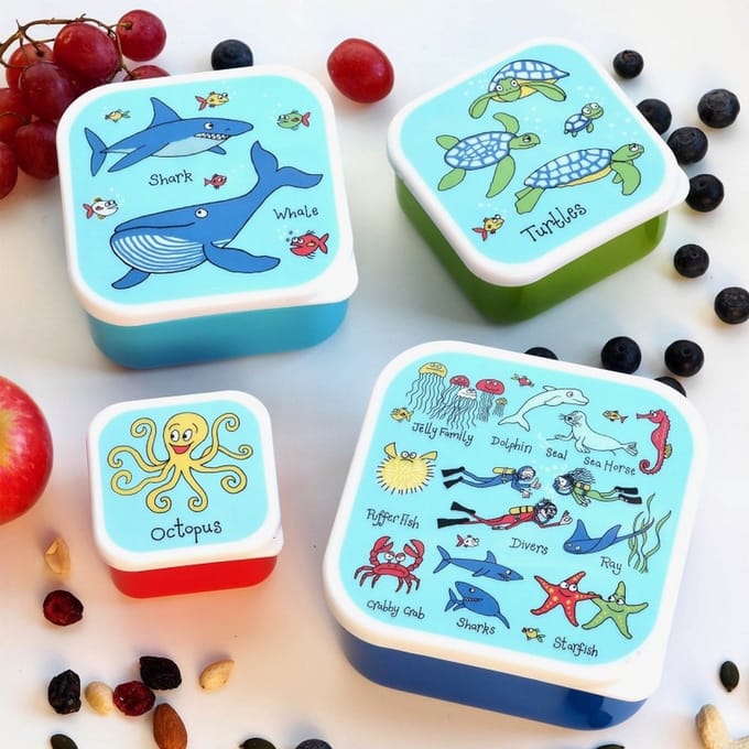 Oceaan dieren snackboxjes snackdoosjes set 4 stuks - Tyrrell Katz