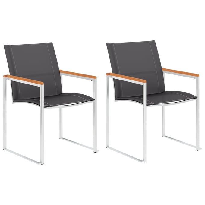 vidaXL - Tuinstoelen - 2 - st - textileen - en - roestvrij - staal - grijs