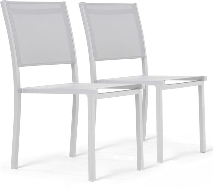 Aluminium Tuinstoelen met Textile Bekleding - Set van 2 - Wit