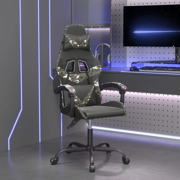 vidaXL - Gamestoel - kunstleer - zwart - en - camouflage
