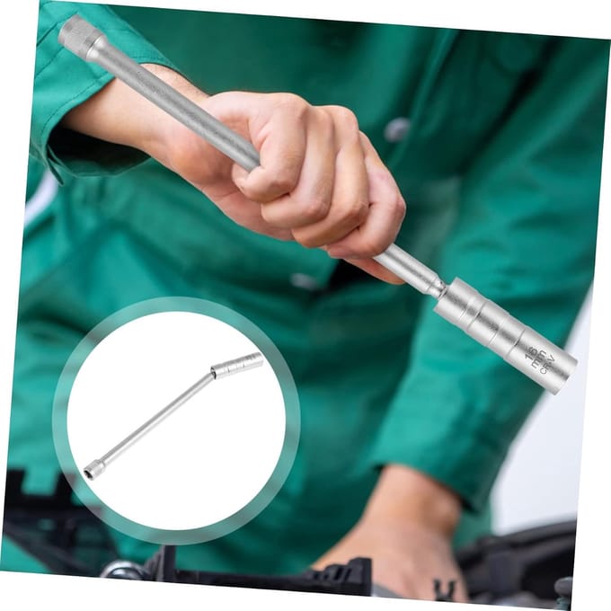 Bougiegereedschap - Magnetische sleutel - Auto reparatie - Universele draaibeweging - 30 cm - Zilver