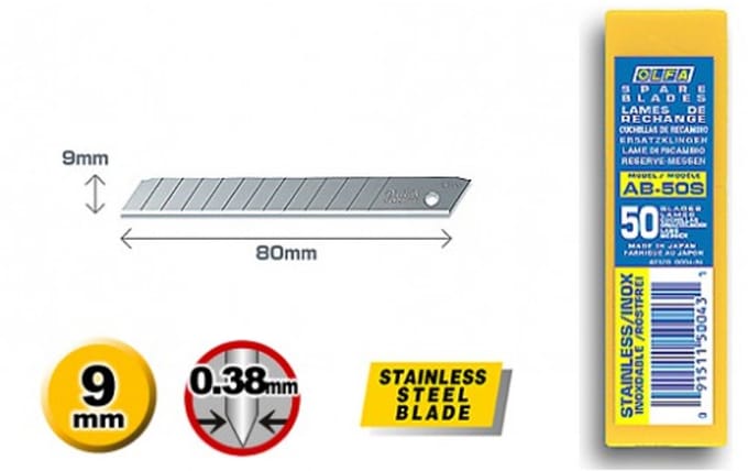 Reserve MES RVS KLEIN (9 mm) HOOG (AB-50S)ABS (50 stuks per koker)