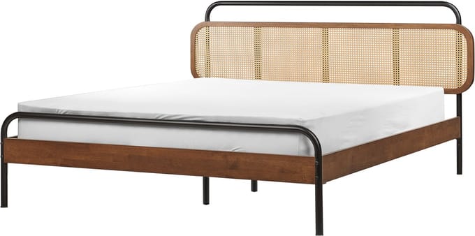 BOUSSICOURT - Bed - Donkerbruin - 160 x 200 cm - Rubberhout