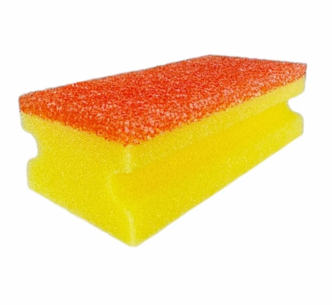 Schuurspons met Greep Arcora LONGLIFE Geel/Oranje 15 x 7 x 4,5 cm – 10 stuks