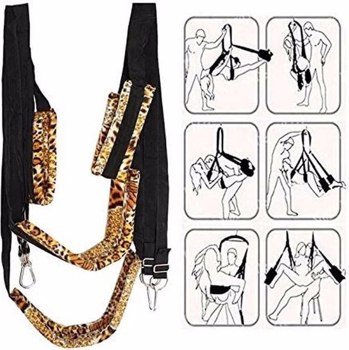 Bondage set swing neuk schommel voor aan plafond - luipaard geel
