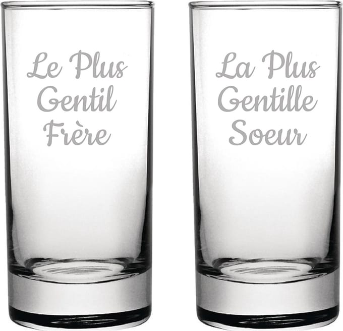 Longdrinkglas gegraveerd - 28,5cl - Le Plus Gentil Frère & La Plus Gentille Soeur