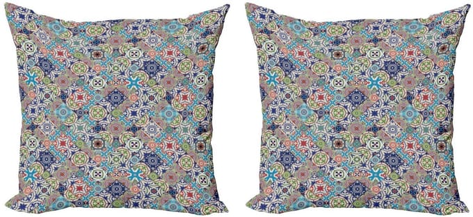 ABAKUHAUS Kussenhoes Set – 2x45x45 cm – Dubbelzijdig Bedrukt – Multicolor