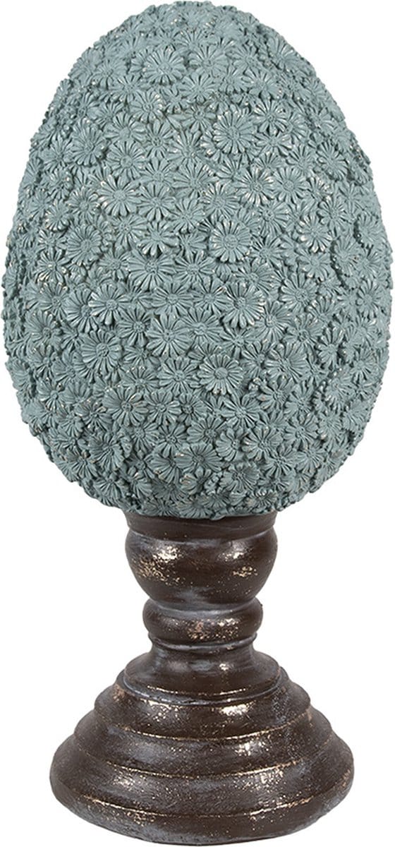Clayre & Eef Decoratie Beeld Ei Ø 16x34 cm Blauw Kunststof