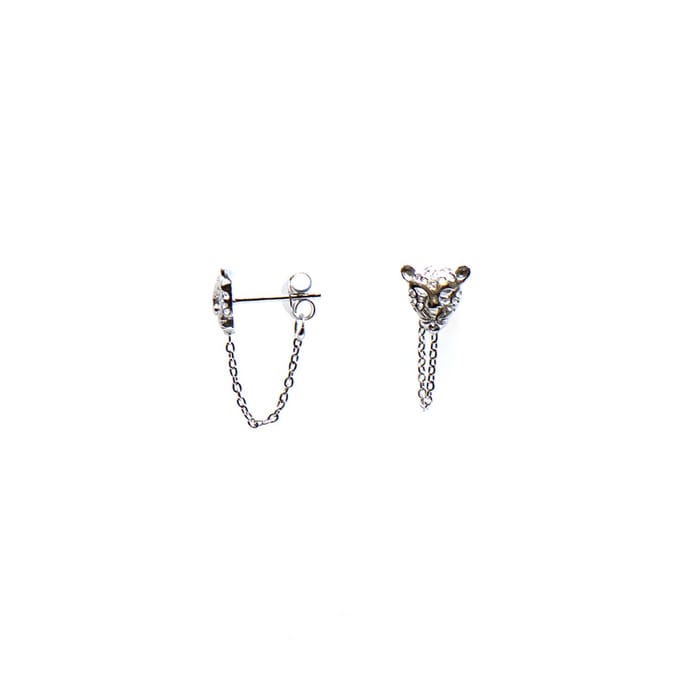 Karma 925 Sterling Zilveren Chain Leopard Oorknoppen  - Zilver