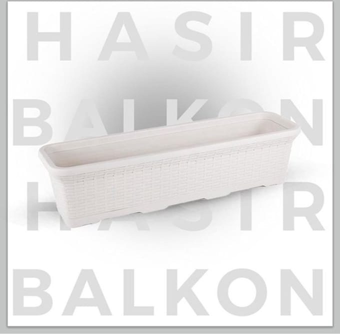 Rieten balkon bloembak 16.5L wit kunststof723x20x18 Rotanlook met drainage