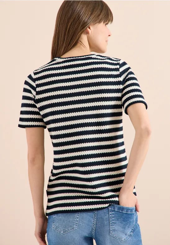 Shirt met ronde hals in ajour look