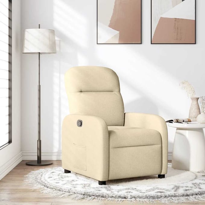 vidaXL - Fauteuil - verstelbaar - stof - crèmekleurig