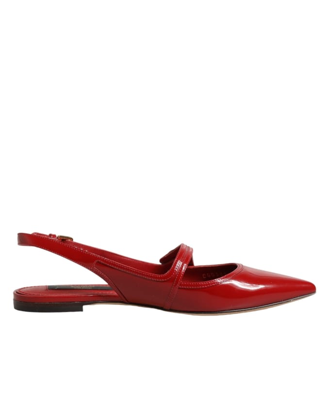 Dolce & Gabbana Rode Leren Slingback Ballerina Sandalen Schoenen