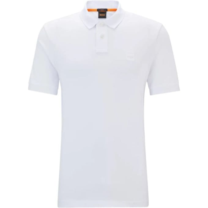 BOSS Orange Passenger Heren Stretch-Katoen Slim-Fit Polo met Logo Patch NOS
