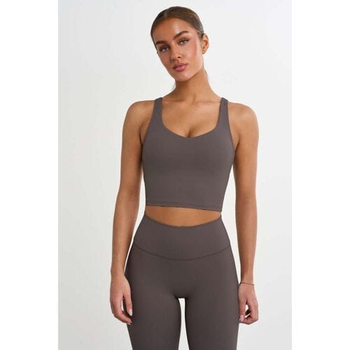FAMME Softy Crop Top Mocha Grey XS