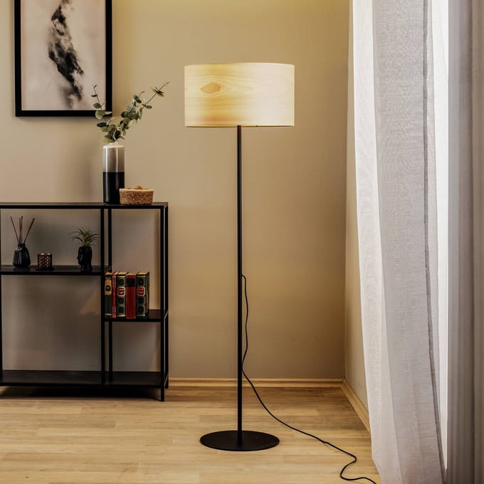 Envostar Veneer vloerlamp van kernhout van essenhout
