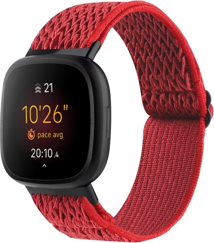 Nylon bandje - geschikt voor Fitbit Versa 4 / Sense 2 - rood