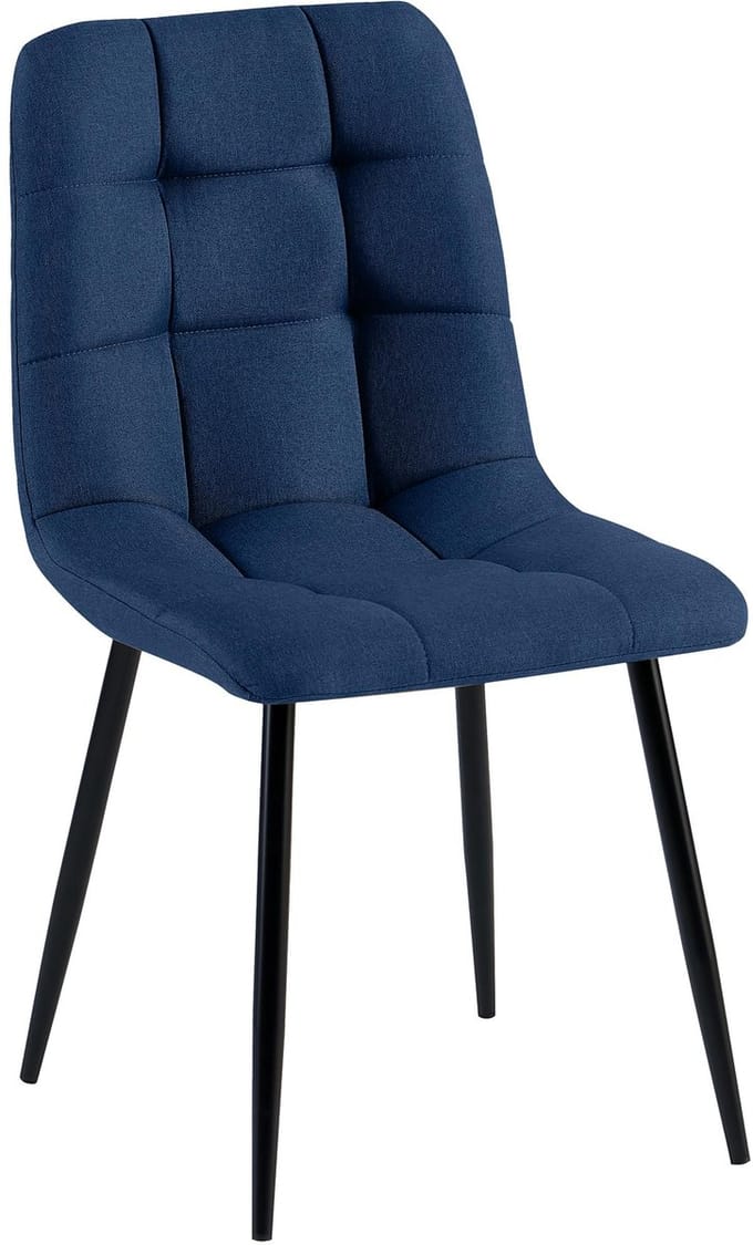 CLP Antibes Eetkamerstoel - Zonder armleuning - Metaal frame - Stof/blauw