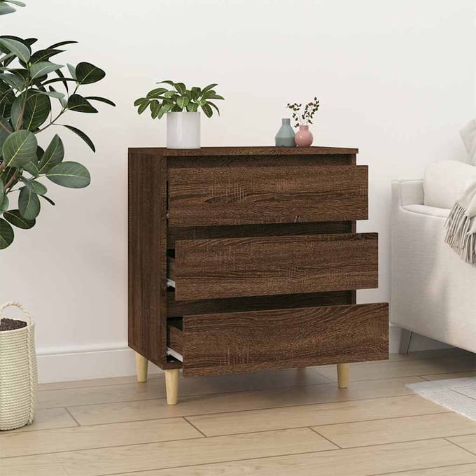 vidaXL - Dressoir - 60x35x70 - cm - bewerkt - hout - bruin - eikenkleur
