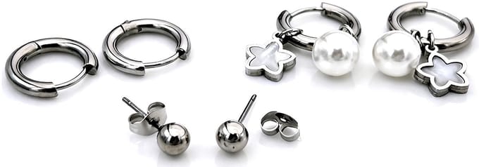 Oorbellen set - RVS - zilverkleurig - 3 paar