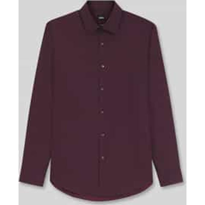 BOSS Joe regular fit overhemd - structuur - bordeauxrood - Strijkvriendelijk - Boordmaat: 41 (EU maat: L)