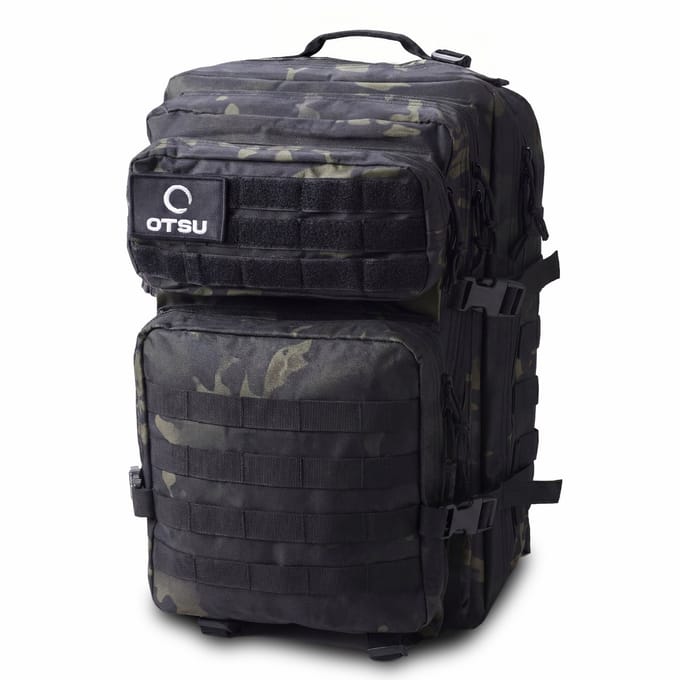 Expedition | Donkere camouflage tactische rugzak van 40 liter met patchpaneel