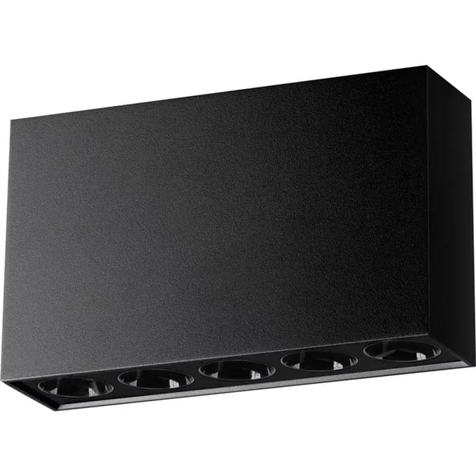 Plafondlamp SOLE compacte rechthoekige spot met LED - Sollux Lighting - IP20 - Zwart aluminium behuizing - 13.7 x 3.5 x 8.3 cm - 5 x LED LED, inclusief lichtbron - 5 x 11 W - Minimalistische plafondlamp voor woonkamer, slaapkamer en eetkamer