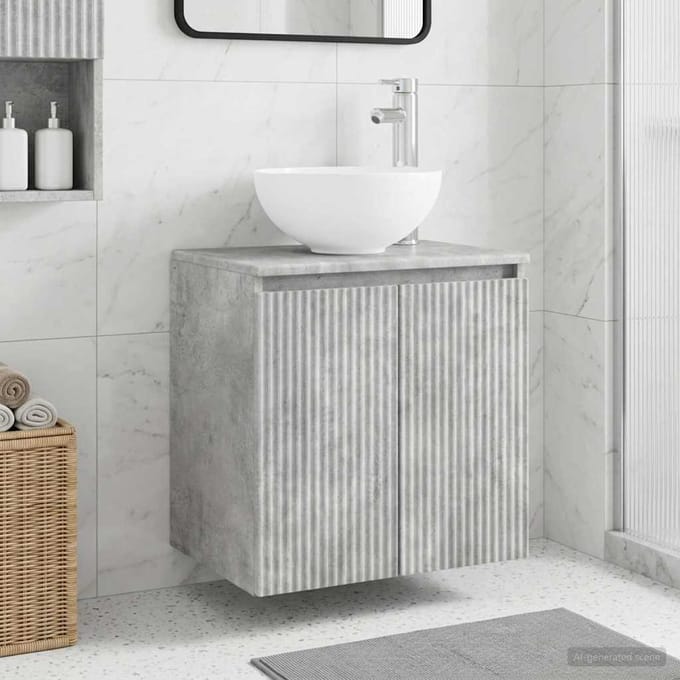 vidaXL Wandgemonteerd wastafelmeubel Betongrijs 49,5 x 41 x 80 cm