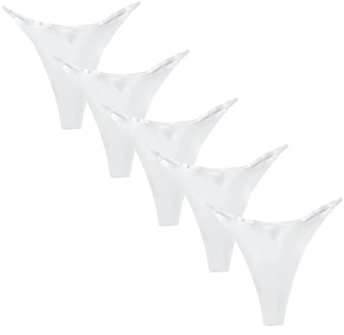 Emilie collection - ondergoed - string – Set van 5 - Minimalistische met Smalle Band – wit