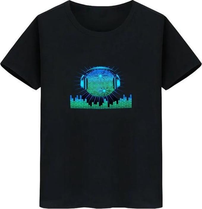 LED T-shirt - Equalizer - Zwart - Koptelefoon Bal - Maat XXXL