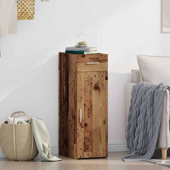 vidaXL - Dressoir - met - lade - Oudhout - 30 - x - 42,5 - x - 93 - cm