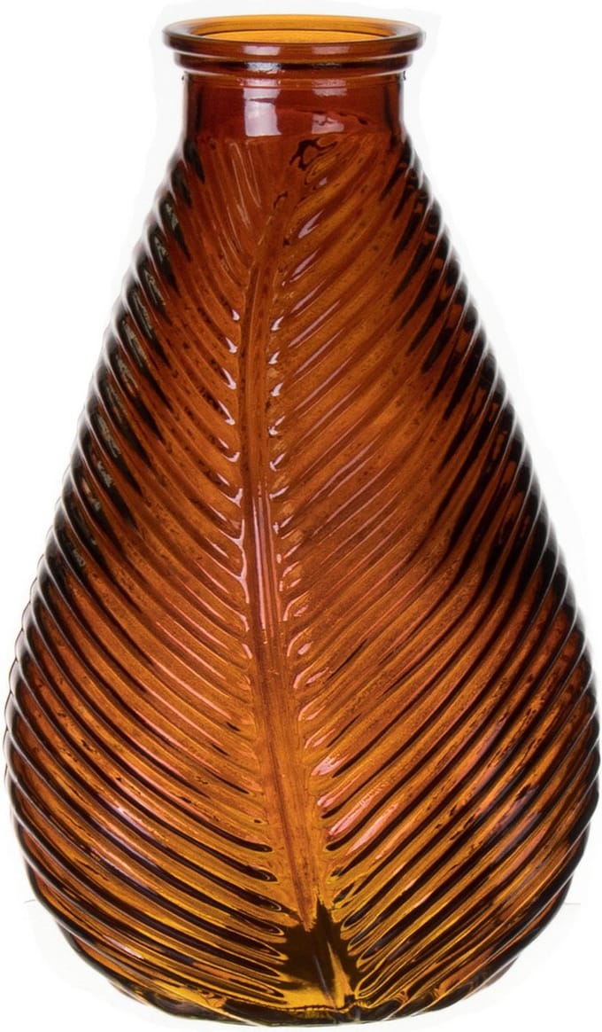 Bellatio Design Bloemenvaas - bruin - transparant glas - 14 x 23 cm - vaas