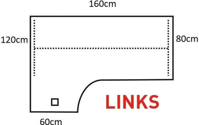 Los 25 mm melamine bureaublad Wing 160x120 links Wit
