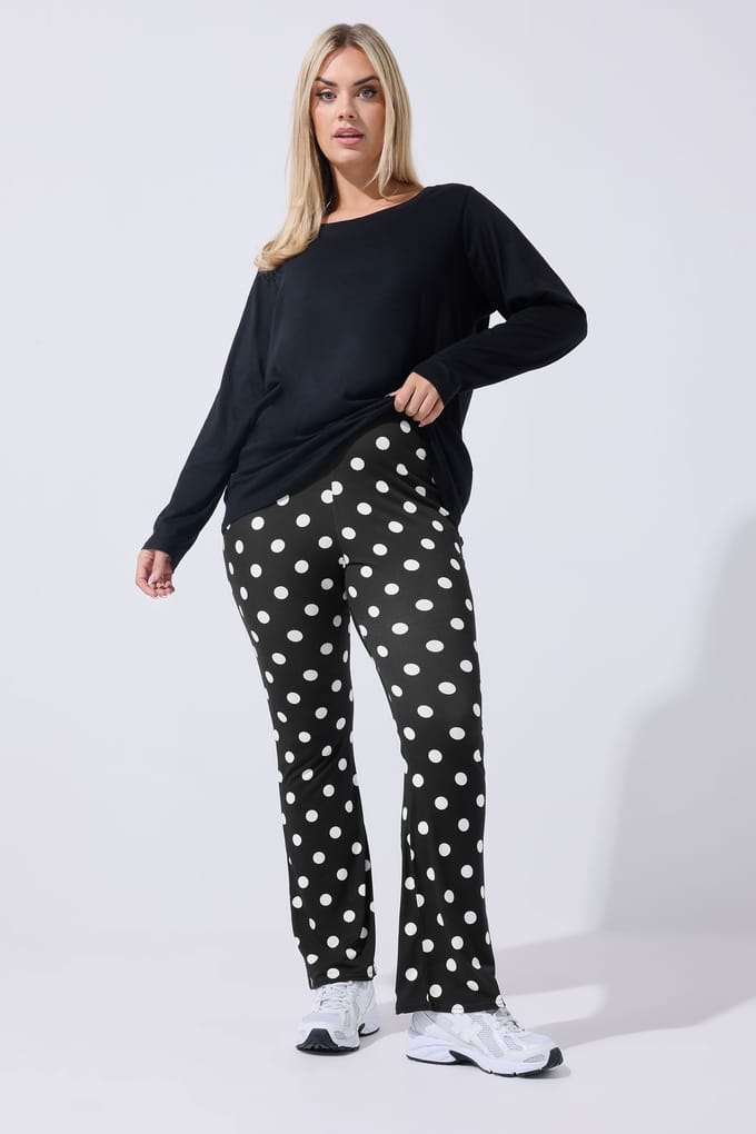 Limited Collection Zwarte Flared Broek Met Stippen Size 48