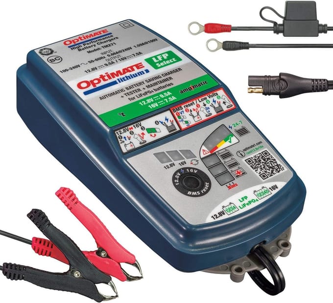 Professionele 12.8V/16V Lithium LFP Acculader en Druppellader voor Motoren en Auto's