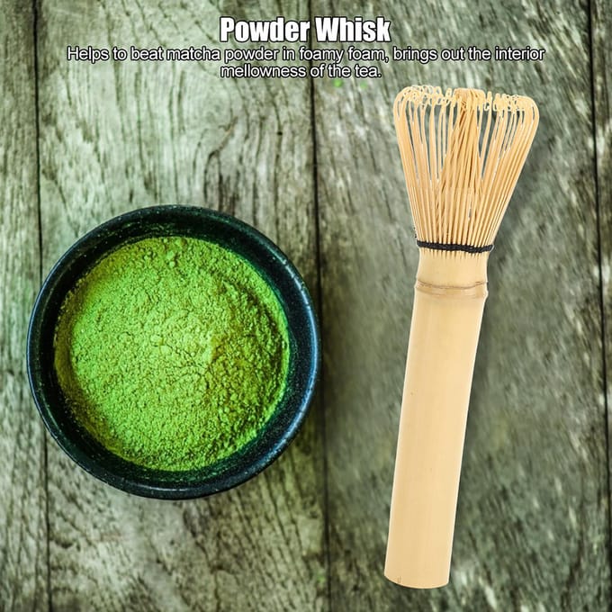 Natuurlijke Bamboe Chasen Matcha Groene Thee Klopper Lange Handvat Poeder Borstel Tool Wit beige