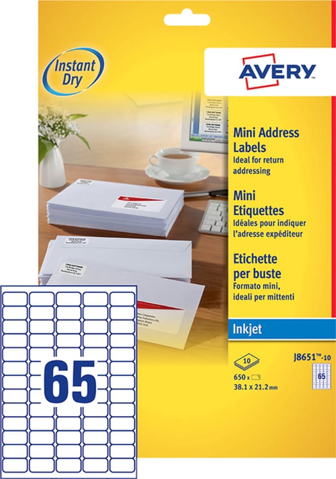 Inkjetetiket 38,1x21,2mm (10)
