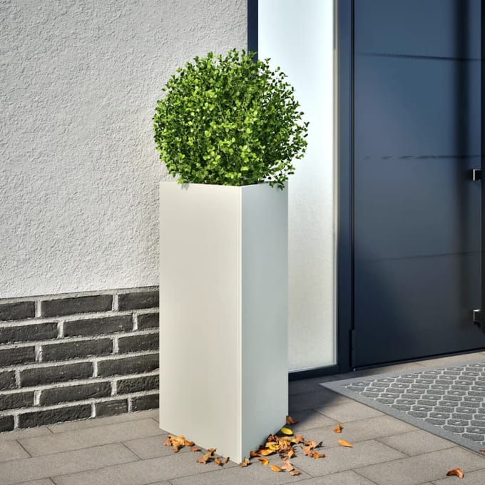 vidaXL - Plantenbakken - 2 - st - driehoek - 40x34,5x70 - cm - staal - wit