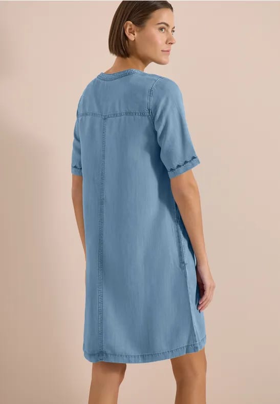 Knielange jurk in denimlook
