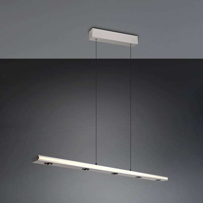 Trio Lighting LED hanglamp Graham, nikkel, metaal, up/down, CCT, dimmer