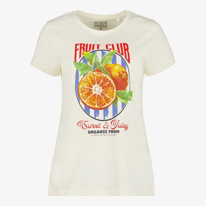 TwoDay dames T-shirt met fruit wit - Maat S