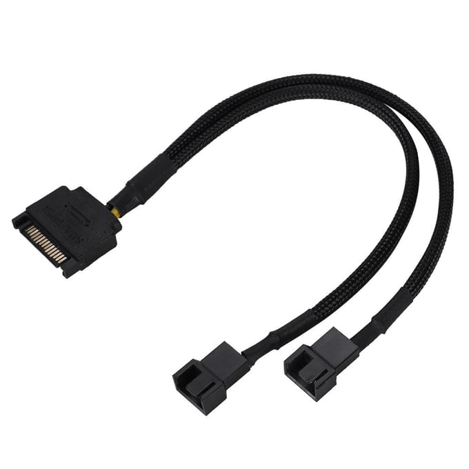 SATA 15Pin naar 2*4Pin Koelventilator Stroomadapterkabel 2-weg Converter 22AWG Kabel black