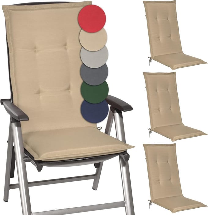 Set van 4 Comfortabele Tuinstoelkussens Hoge Rugleuning 120x50 cm UV-Bestendig