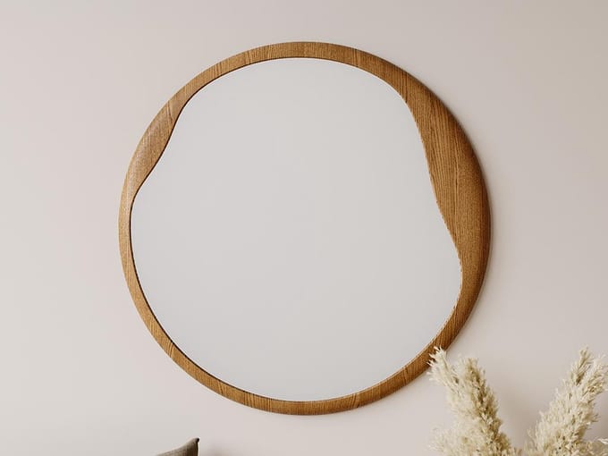 Vente-unique Ronde spiegel van heveahout - D60 cm - Naturel - FUJIAN
