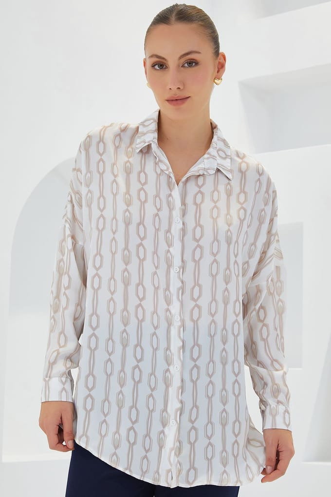 Oversized Satijnen Knopenblouse