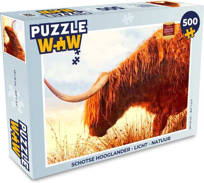 Puzzel Schotse hooglander - Licht - Natuur - Legpuzzel - Puzzel 500 stukjes