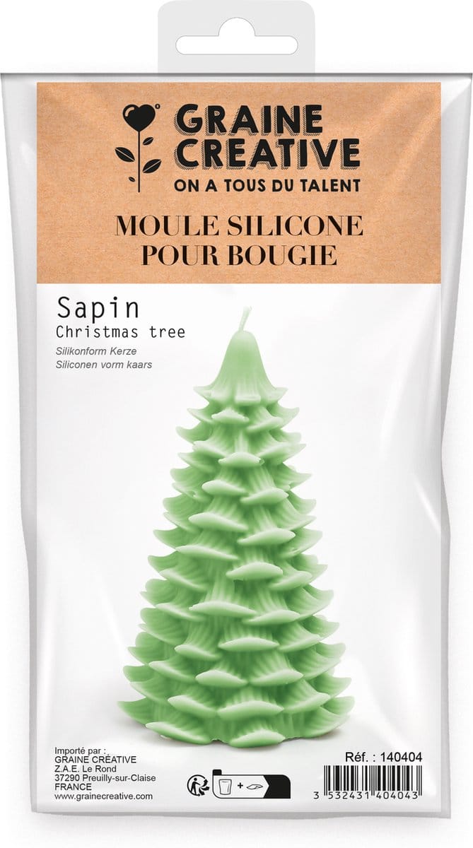 Graine Creative siliconen kaarsenmal kerstboom groot 9x15,2 cm kaarsen maken.