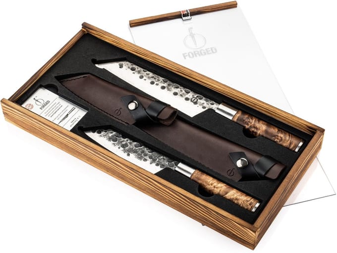 Forged VG10 Bunka messenset 2-delig - 18cm/13cm - In houten giftbox