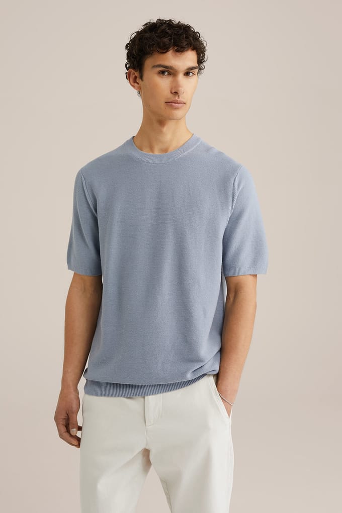 WE Fashion Heren Regular fit T-shirt van linnenmix