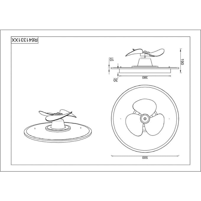 Reality Leuchten LED-ventilator Nybro, zwart, DC, stil, 50 cm, CCT, afstandsbediening